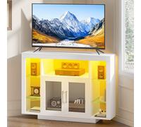 YITAHOME 100CM Meuble TV d'angle avec éclairage LED RVB, unité de télévision d'angle pour Une télévision de 55 Pouces avec 7 étagères Ouvertes du Centre de Divertissement de Jeux