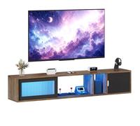 YITAHOME 148 cm Meuble TV Flottant pour téléviseurs jusqu'à 65 Pouces avec 7 LED RVB 22 Modes Lumières Centre de Divertissement avec Porte pour Salon et Chambre