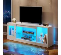 YITAHOME 148 cm Meuble TV pour TV jusqu'à 65 Pouces avec 7 LED RGB 22 Modes lumières TV Game Entertainment Center TV Low Board avec étagère en Verre réglable