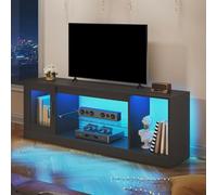 YITAHOME 148 cm Meuble TV pour TV jusqu'à 65 Pouces avec 7 LED RGB 22 Modes lumières TV Game Entertainment Center TV Low Board avec étagère en Verre réglable