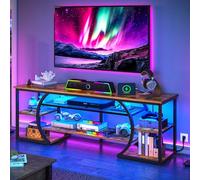 YITAHOME 160cm Meuble TV avec 2 AC & 2 Prises USB pour Les téléviseurs jusqu'à 70 Pouces avec 7 LED RVB 22 Modes Lumières Centre de Divertissement pour Le Salon et la Chambre Brown Rustique