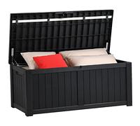 YITAHOME 460L Coffre de Jardin Exterieur Grande, Coffre de Rangement Exterieur Etanche, Boîte Coffres Rangement Extérieur en Resine avec Poignées Latérales pour Terrasse Balcon, Noir