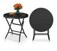 YITAHOME 80cm Table Pliante, Table de Jardin Ronde Robuste,Table Bistrot Table de Balcon pour Fête en Plein Air Barbecue à la Plage, Cadre Métallique Anti-Rouille, 80 x 80 x 74cm, Noire