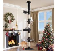 YITAHOME Arbre à Chat du Sol au Plafond,Hauteur Réglable 253-285 cm 5 Étages du Sol au Plafond Arbre a Chat pour Grimper Gratter Observer et Joue