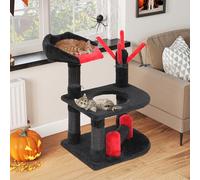 YITAHOME Arbre à Chat Gothique, Centre d'activités pour Chat à Plusieurs Niveaux avec perchoir supérieur, Double Plateformes avec Trou, poteaux en sisal intégrés, Ornements d'araignée, Noir et Rouge
