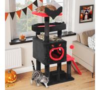 YITAHOME Arbre à Chat Gothique, Tour à Chat à Plusieurs étages avec Deux perchoirs, Plate-Forme de Sol, Rampe d'escalade, Boule à Pompons, Ornements d'araignée et Troncs en sisal, Maison pour Chat