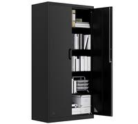 YITAHOME Armoire de classement, 4 étagères réglables, Armoire de Bureau, Rangement en Acier, métallique, Garage, Bureau, débarras, 180 cm x 90 cm x 45 cm, Noir