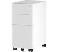 YITAHOME Armoire de classement à 3 tiroirs verrouillable, pour Bureau à Domicile avec Roue, Armoire de Bureau pour Lettre/légal/A4, entièrement assemblée, Blanc, 30 x 45 x 61 cm