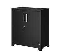 YITAHOME Armoire de Rangement de Bureau en métal avec 2 étagères réglables, 80 x 40 x 90 cm, verrouillable avec Trous d'aération pour la Maison, Le Bureau, Le Garage, la Salle de Sport, l'école, Noir