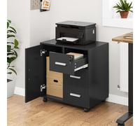 YITAHOME Armoire de rangement mobile à 3 tiroirs verrouillables pour bureau à domicile, support d'imprimante, armoire de rangement avec tiroirs, 1 porte et 4 roues, armoire de bureau roulante, 60 x 40