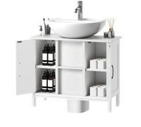 YITAHOME Armoire de Salle de Bain à Poser au Sol avec 2 Portes, Meuble de Salle de Bain avec étagère, Placard de Rangement pour baignoires, Appartement, unités de Location, Blanc