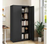 YITAHOME Armoires de Stockage en métal, Armoires verrouillables avec clés et 4 étagères réglables, 180 cm x 90 cm x 45 cm, Noir