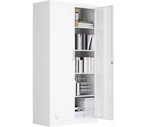 YITAHOME Armoires de Stockage en métal, Armoires verrouillables avec clés et 4 étagères réglables, 180 cm x 90 cm x 45 cm, Blanc