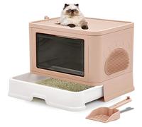 YITAHOME Bac à litière avec Couvercle, Grand bac à litière fermé pour Chat avec Capot, sans Odeur, Pelle à litière avec tiroir, Pelle à litière pour Chat Auto-toiletteur, Filtre désodorisant, entrée