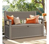 YITAHOME Banc de rangement verrouillable - 265 l - Résistant aux intempéries - Pour coussins, outils et fournitures de piscine - Marron clair