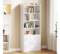 YITAHOME Bibliothèque à 4 Niveaux avec Portes et Placard, étagère de Rangement sur Pied, Compartiment Ouvert, idéale pour la Maison, Le Bureau, Le Salon ou la Chambre, Blanche, 60 x 30 x 159 cm