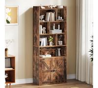 YITAHOME Bibliothèque à 4 Niveaux avec Portes et Placard étagère de Rangement sur Pied Compartiment Ouvert, idéale pour la Maison, Le Bureau, Le Salon ou la Chambre, Marron Rustique, 60 x 30 x 159 cm