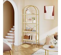 YITAHOME Bibliothèque à 4 Niveaux en Forme de dôme, étagère de Rangement Autonome pour Salon, Chambre à Coucher, Bureau, Blanc et doré, 60 x 30 x 181,4 cm