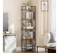 YITAHOME Bibliothèque à 5 Niveaux, Bibliothèque Industrielle, Étagère Autoportante, Étagère en Bois et Cadre en Métal, Support de Rangement pour Salon Bureau Cuisine Chambre à Coucher, Marron Rustique