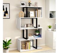 YITAHOME Bibliothèque à 5 Niveaux, Étagère de Rangement Moderne, Bibliothèque en Forme S, Blanc 80 x 30 x 142 cm