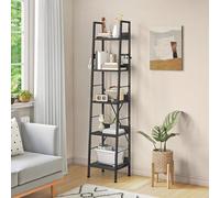 YITAHOME Bibliothèque à 5 Niveaux, Haute et étroite, étagère Fine, étagères en Bois et Cadre en métal, étagère Moderne pour Salon, Couloir, Bureau, bibliothèque Noire