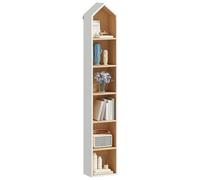 YITAHOME Bibliothèque à 6 Niveaux avec Cadre Blanc et intérieur en chêne Naturel, Design Peu encombrant pour la Maison et Le Bureau, Blanc et chêne, 180 x 23,5 x 30 cm