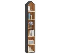 YITAHOME Bibliothèque à 6 Niveaux, Cadre Blanc et intérieur en chêne Naturel, Design Peu encombrant pour la Maison et Le Bureau, B et chêne, 180 x 23,5 x 30 cm