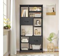 YITAHOME Bibliothèque avec tiroirs, bibliothèque à 7 Niveaux avec Cadre en Acier, étagère Industrielle pour Salon, Bureau, Couloir, Cuisine, étagères Noires
