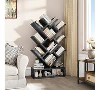 YITAHOME Bibliothèque en Forme d'arbre, bibliothèque à Poser au Sol avec tiroir en Bois, étagères industrielles pour Salon, Maison, Bureau, étagères Noir