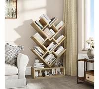 YITAHOME Bibliothèque en Forme d'arbre, bibliothèque à Poser au Sol avec tiroir en Bois, étagères industrielles pour Salon, Maison, Bureau, étagères Couleur Chêne