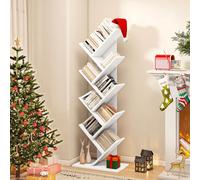 YITAHOME Bibliothèque en Forme d'arbre, bibliothèque au Sol, étagères industrielles en Bois, étagère de Rangement pour Salon, Bureau à Domicile, étagère Blanche