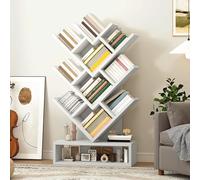 YITAHOME Bibliothèque en Forme d'arbre, bibliothèque Moderne en Bois Industriel, étagère d'angle autoportante pour Livres/Films/CD, présentoir étroit pour Salon, Bureau à Domicile, Bois