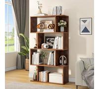 YITAHOME Bibliothèque, Étagère en Bois avec Séparateur, Étagère Industrielle, Étagère de Rangement Haute avec Étagères Ouvertes, Étagère d'exposition, pour Salon, Chambre, Bureau, Marron Rustique