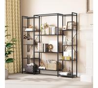 YITAHOME Bibliothèque, Étagère Industrielle avec 13 étagères, Étagère sur Pied, Bibliothèque en Bois et Cadre en métal, Étagère de Rangement, pour Salon, Bureau à Domicile, Noir