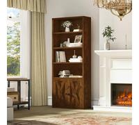 YITAHOME Bibliothèque, Étagères Autoportantes avec Placard, Étagères Industrielles, Étagère de Rangement en Bois, Armoire de Rangement Haute pour Salon Cuisine Bureau à Domicile, Marron Rustique