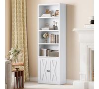 YITAHOME Bibliothèque, Étagères Autoportantes avec Placard, Étagères Industrielles, Étagère de Rangement en Bois, Armoire de Rangement Haute pour Salon Cuisine Bureau à Domicile, Blanc