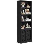 YITAHOME Bibliothèque, Étagères de Rangement avec Portes, Étagère à Livres sur Pied, Organisateur de Rangement d'affichage Haut, pour Chambre à Coucher, Salon, Bureau à Domicile, Noir
