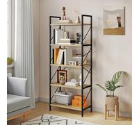 YITAHOME Bibliothèque Haute à 5 Niveaux avec Cadre en métal - Étagère de Rangement Industrielle pour Salon, Chambre à Coucher, Bureau, Cuisine - Couleur chêne