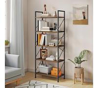 YITAHOME Bibliothèque Haute à 5 Niveaux avec Cadre en métal - Étagère de Rangement Industrielle pour Salon, Chambre à Coucher, Bureau, Cuisine - Marron Rustique