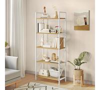 YITAHOME Bibliothèque Haute à 5 Niveaux avec Cadre en métal - Étagère de Rangement Industrielle pour Salon, Chambre à Coucher, Bureau, Cuisine - Blanc et chêne