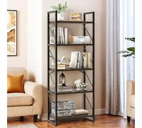 YITAHOME Bibliothèque Haute à 5 Niveaux avec Cadre en métal - Étagère de Rangement Industrielle pour Salon, Chambre à Coucher, Bureau, Cuisine - Gris
