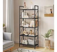 YITAHOME Bibliothèque Haute à 5 Niveaux avec Cadre en métal, présentoir Industriel, étagères pour Salon, Chambre à Coucher, Maison, Bureau, Cuisine, étagères Noires