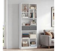 YITAHOME Bibliothèque Haute étagère autoportante avec 7 étagères Ouvertes et 1 tiroir en Tissu, pour Salon, Chambre ou Bureau, Blanc, 60 cm (L) × 24 cm (P) × 170 cm (H)