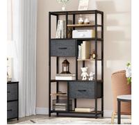 YITAHOME Bibliothèque Industrielle à 7 étagères, Étagère de Rangement avec Tiroirs, 73 x 30 x 151 cm, Brun Rustique