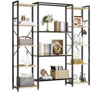 YITAHOME Bibliothèque sur Pied avec 13 étagères, étagère Industrielle en Bois et Cadre en métal, étagère de présentation pour Salon, Bureau à Domicile, Couleur Bois