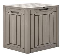 YITAHOME Boîte de rangement d'extérieur en résine de 100 litres, résistante à l'eau, boîte de rangement d'extérieur pour oreillers, matériel de jardin, verrouillable en toute sécurité, marron clair