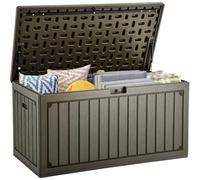 YITAHOME Boîte de rangement d'extérieur pour jardin, 303L, en résine polyéthylène haute densité avec couvercle verrouillable et poignées latérales, banc de rangement imperméable pour meubles de