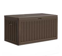 YITAHOME Boîte de rangement d'extérieur pour jardin, 303L, en résine polyéthylène haute densité avec couvercle verrouillable et poignées latérales, banc de rangement imperméable pour meubles de