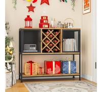 YITAHOME Buffet Cuisine Rangement, Meuble de Rangement, Meuble Bar, avec Casier à Vin et 2 Portes, Meuble Industriel Bois Metal, Buffet Vaisselier Cuisine, 100 x 85 x 35 cm (Marron Rustique)