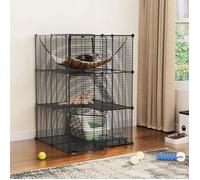 YITAHOME Cage à chat pour l'extérieur et l'intérieur - 71 x 71 x 104cm - à 3 niveaux - pour 1-2 chats - Lapin - Noir